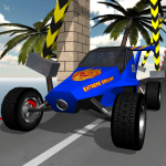 Extreme driving. Racing in car with stunts icon