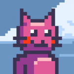 Climbing pink cat icon