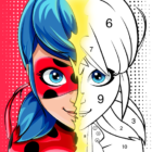 Miraculous Ladybug & Cat Noir. Color by number icon